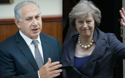 Prime Ministers Benjamin Netanyahu and Theresa May (Composite image, Flash 90, AP)