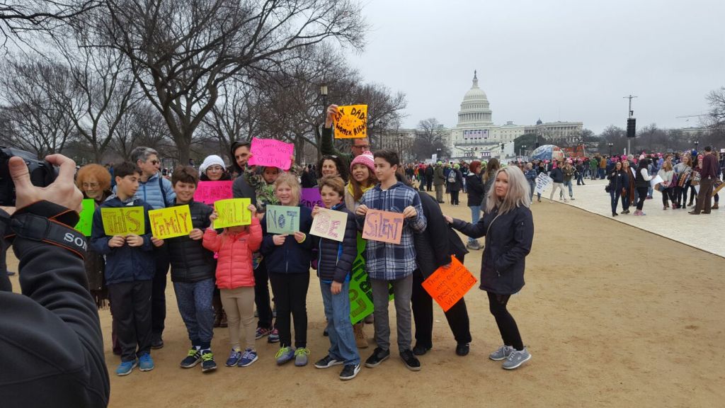 Young people were out in force Saturday, January 21 for the Women's March in Washington, DC. (Rebecca Stoil/Times of Israel)