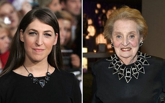 Mayim Bialik, (l), and Madeleine Albright both tweeted about joining a Muslim registry on January 26, 2017. (Shutterstock/Getty Images via JTA)