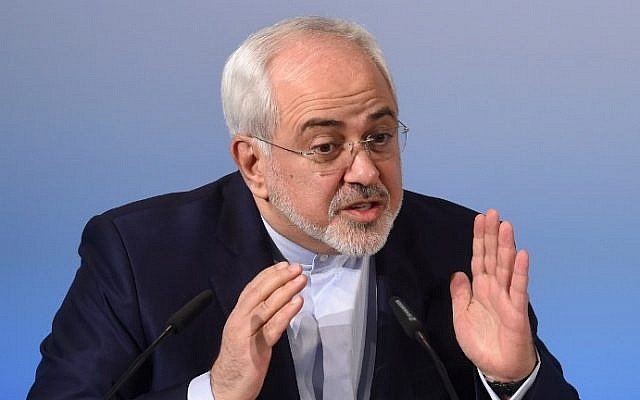 Iran's Foreign Minister Mohammad Javad Zarif speaking at the 53rd Munich Security Conference at the Bayerischer Hof hotel in Munich, February 19, 2017. (AFP Photo/Christof Stache)