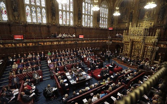 A general view of the House of Lords chamber in session at the Houses of Parliament in London, September 5, 2016. (AFP/POOL/Kirsty Wigglesworth)