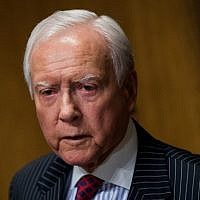 Committee chairman Orrin Hatch (R-UT) speaks with reporters following a meeting of the Senate Finance Committee to vote on the nominations of cabinet nominees Tom Price and Steve Mnuchin, on Capitol Hill, February 1, 2017 in Washington, DC. (Drew Angerer/Getty Images/AFP)