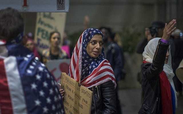 Following a ruling by a federal judge in Seattle that grants a nationwide temporary restraining order against the presidential order to ban travel to the United States from seven Muslim-majority countries, demonstrators march in support of the decision inside at Los Angeles International Airport, Los Angeles, California, February 4, 2017. (David McNew/Getty Images/AFP)
