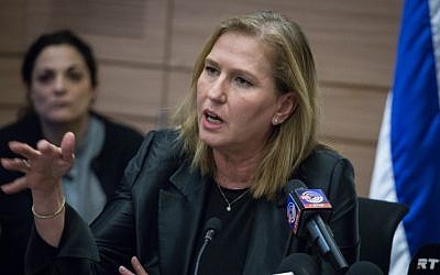 Zionist Union MK Tzipi Livni at a faction meeting in the Knesset on January 16, 2017. (Hadas Parush/Flash90)