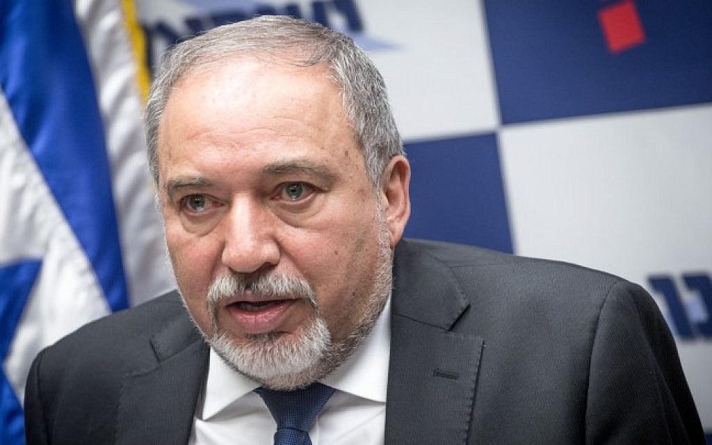 Defense Minister Avigdor Liberman leads an Yisrael Beytenu faction meeting in the Knesset on January 30, 2017. (Miriam Alster/FLASH90)