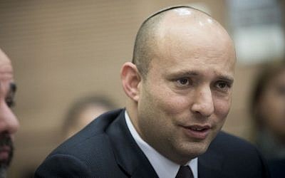 Jewish Home party leader Naftali Bennett attends an Education, Culture and Sports Committee meeting at the Knesset on February 1, 2017. (Yonatan Sindel/Flash90) 