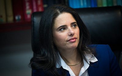 Justice Minister Ayelet Shaked attends a meeting of the Israeli Judicial Selection Committee at the Ministry of Justice in Jerusalem on February 22, 2017. (Yonatan Sindel/Flash90)