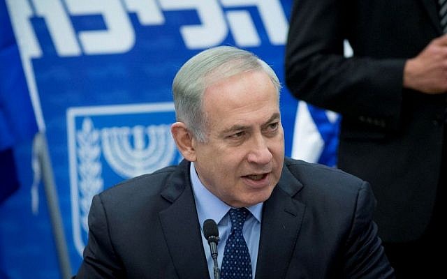 Prime Minister Benjamin Netanyahu leads a Likud faction meeting at the Knesset on February 27, 2017. (Yonatan Sindel/Flash90)