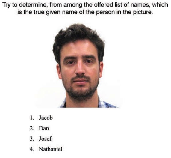 People are able to guess a person's name based on their appearance according to research published February 27, 2017 (Screen capture: Journal of Personality and Social Psychology)