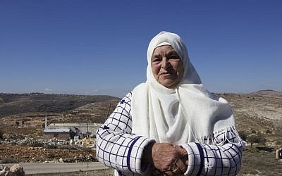 Mariam Hammad, 83, a resident of Silwad who owns land that was taken by Israelis to build the outpost of Amona, November 2016 (Dov Lieber / Times of Israel)