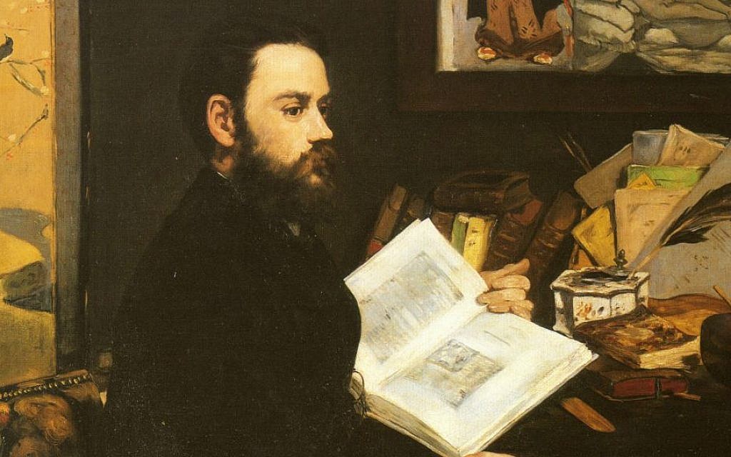 An inset of 'Portrait of Émile Zola' by Édouard Manet, 1868, which hangs at the Musée d'Orsay. (public domain)