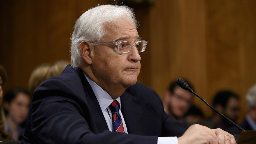 David Friedman testifying before the Senate Foreign Relations Committee on his nomination to be the US ambassador to Israel, Feb. 16, 2017. (Win McNamee/Getty Images via JTA)