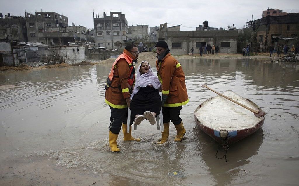 8 families evacuated as heavy rains flood Gaza The Times of Israel
