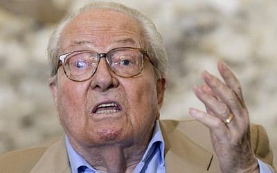 This file photo taken on September 28, 2016 shows French far-right National Front party founder and former leader Jean-Marie Le Pen delivering a speech during a press conference in Mormant, near Paris. (AFP Photo/Geoffroy Van Der Hasselt)