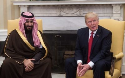 US President Donald Trump and Saudi Deputy Crown Prince and Defense Minister Mohammed bin Salman speak to the media in the Oval Office at the White House in Washington, DC, on March 14, 2017. (AFP/Nicholas Kamm)
