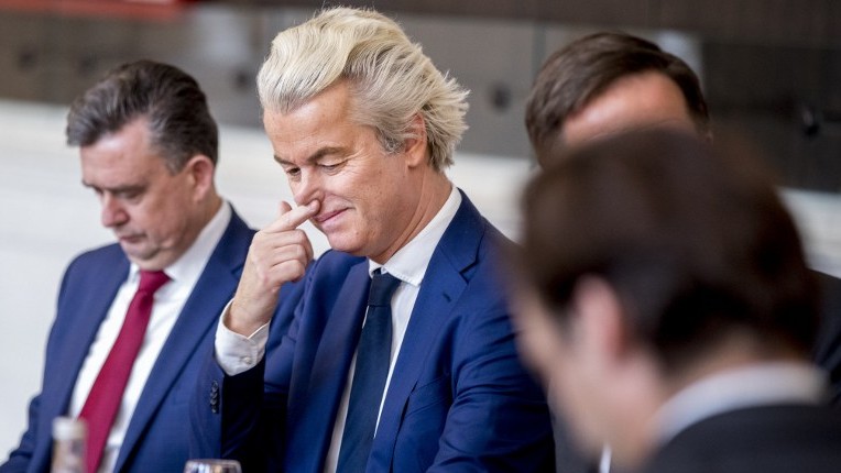 Dutch PVV leader Geert Wilders is seen prior to a meeting between main parties leaders and the Chairman of the Senate in The Hague, on March 16, 2017, one day after the general elections. (Jerry Lampen/AFP/ANP)