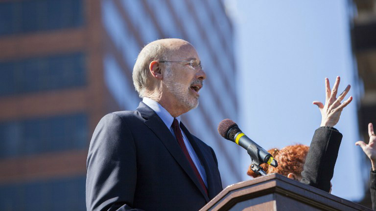 Pennsylvania Governor Tom Wolf speaks at a Stand Against Hate rally at Independence Mall on March 2, 2017 in Philadelphia, Pennsylvania. (Jessica Kourkounis/Getty Images/AFP )