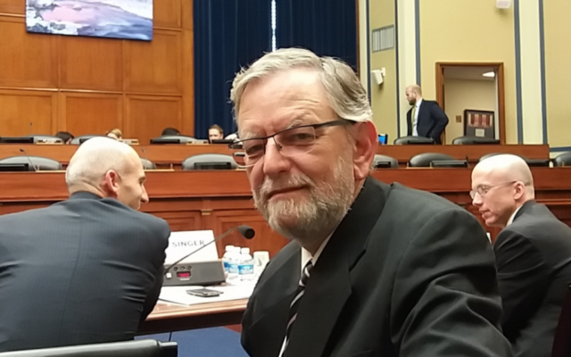 Arnold Roth attending a meeting of the House Oversight Committee of the US Congress in Washington in 2016. (Courtesy)