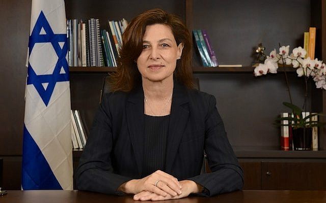 Then-Israel ambassador to France Aliza Bin Noun, 2015. (CC BY-SA Erez Lichtfeld, Wikimedia Commons)