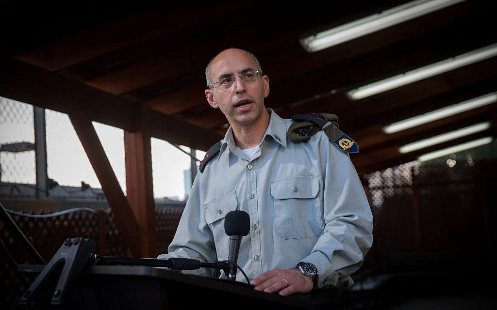 Lt. Col. Nadav Weissman, military prosecutor in the trial against IDF Sgt. Elor Azaria, speaks to press at the Kirya military base in Tel Aviv following the verdict of Azaria on January 4, 2017. (Miriam Alster/FLASH90)