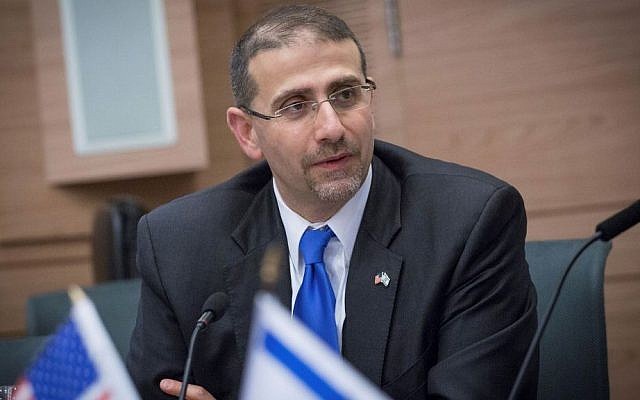Then US ambassador to Israel Dan Shapiro seen at a farewell session in the Knesset, on January 17, 2017. (Miriam Alster/Flash90)