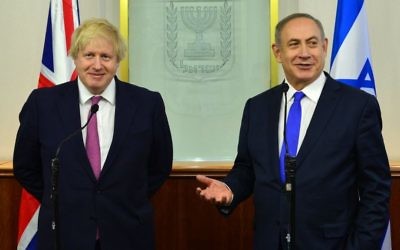 Prime Minister Benjamin Netanyahu meets with British Foreign Secretary Boris Johnson at the Prime Minister's Office in Jerusalem, on March 8, 2017.(Kobi Gideon / GPO)