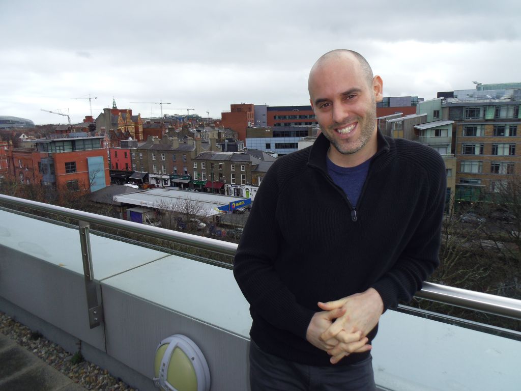 Dublin-based Israeli lawyer Mattan Lass followed his partner to Ireland for a career move, and now has a Hebrew desk in his law office to suit the growing Israeli expat community. (Michael Riordan/Times of Israel)