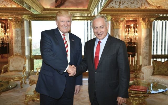 Prime Minister Benjamin Netanyahu meets with President Donald Trump.