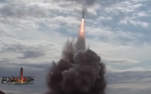 Illustrative: An Iranian Hormoz ballistic missile.
 (Screenshot/YouTube)