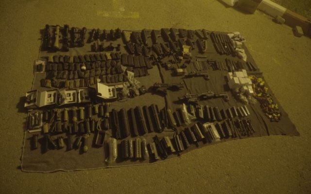 Hundreds of gun parts seized by the IDF as part of a raid in the Balata refugee camp, outside Nablus, on March 8, 2017. (IDF Spokesperson's Unit)