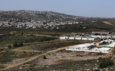A partial view taken on March 31, 2017, shows dismantled caravans from the Amona outpost placed in the West Bank settlement of Shiloh. (AFP/ Thomas Coex)