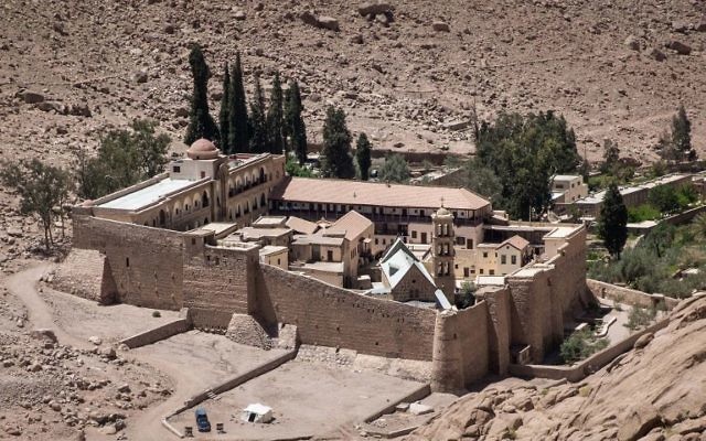 A picture taken on April 16, 2017 shows a general view of the Monastery of St. Catherine in Egypt's south Sinai, where a policeman was killed and three others wounded on April 18, 2017 when gunmen opened fire on a checkpoint near the monastery, the interior ministry said, in an attack claimed by Islamic State jihadists. (AFP/Pedro Costa Gomes)