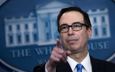 US Treasury Secretary Steven Mnuchin takes questions after announcing sanctions against Syria during a briefing at the White House on April 24, 2017. (AFP Photo/Brendan Smialowski)