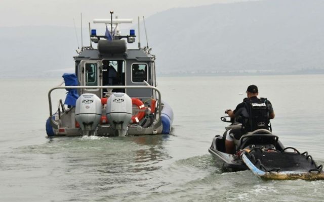 Police search for three youths who went missing on the Sea of Galilee on April 13, 2017. (Police spokesperson)