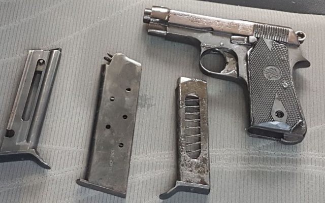 A gun found in the car of a Palestinian man in the northern West Bank on April 6, 2017. (IDF Spokesperson's Unit)