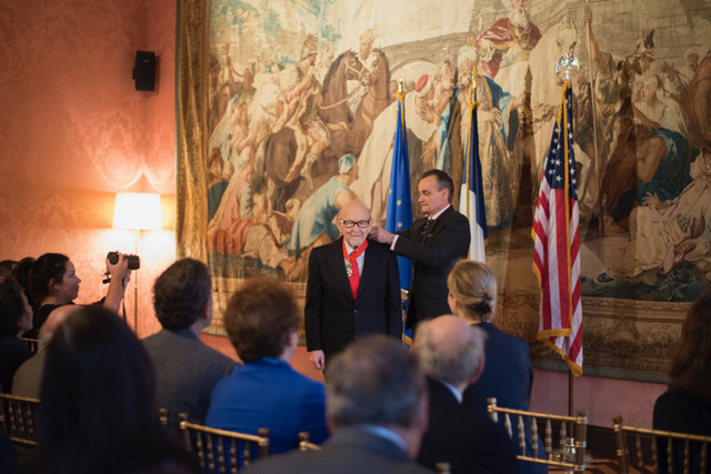 Justus Rosenberg receiving the French Legion of Honor, Thursday, March 30, 2017. (Emily Stern)