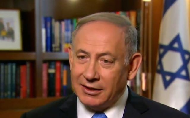 Prime Minister Benjamin Netanyahu speaks with Fox News' Sean Hannity during an interview aired on April 21, 2017. (Screen capture: YouTube)
