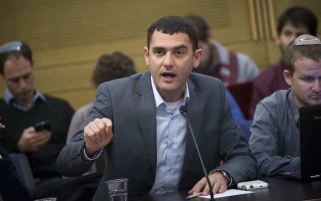 Matan Peleg, CEO of Im Tirtzu, attends a Knesset discussion on 'Breaking the Silence' organization's presence in Israeli schools on December 28, 2016. (Miriam Alster/Flash90)