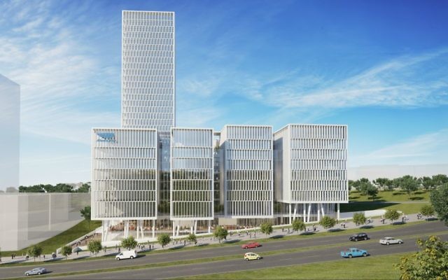 An illustration of the outside of the planned Mobileye office campus (Courtesy: Moshe Zur Architects & Town Planners Ltd.)
