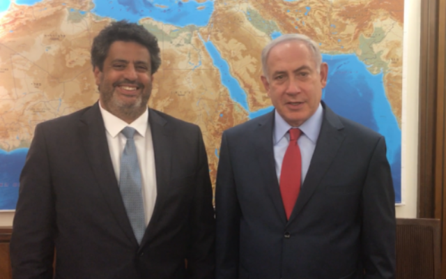 French-Jewish lawmaker Meyer Habib with Israeli Prime Minister Benjamin Netanyahu in Jerusalem in May 2017. (Screenshot)