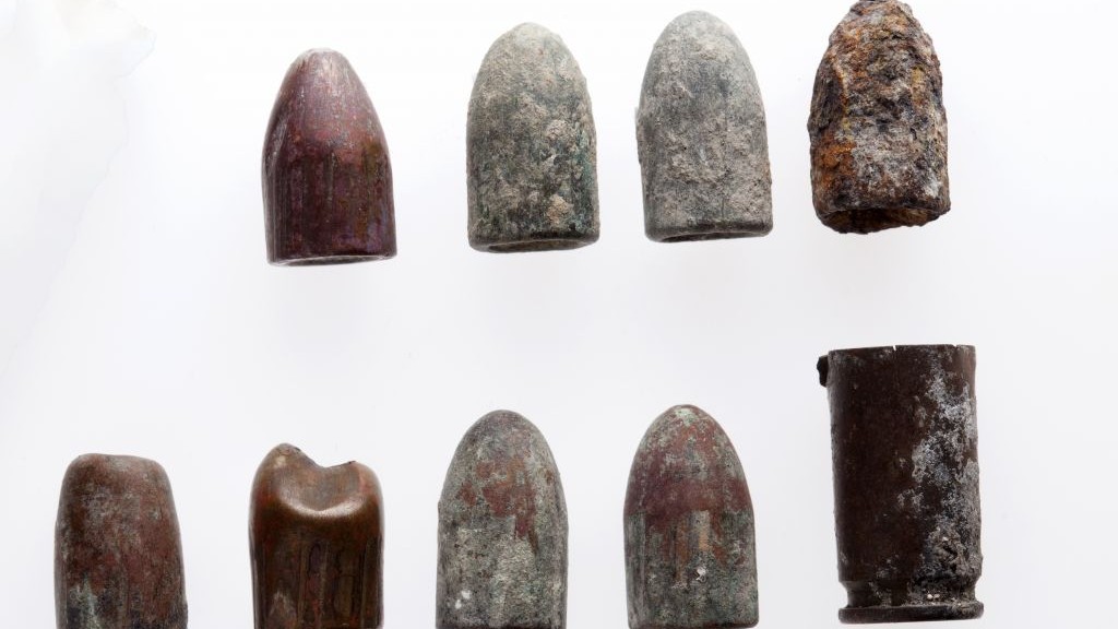 The Temple Mount Sifting Project uncovered these 9 mm bullets used as an Uzi’s ammunition in rubble. (Tal Rogovski)