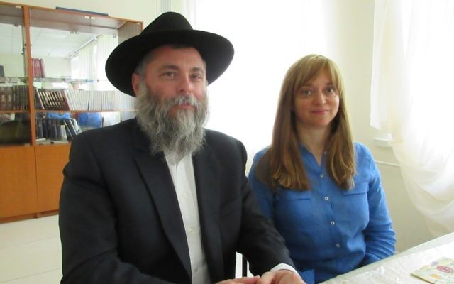 Rabbi Jonathan Markovitch and his wife, Inna, Chabad emissaries to Kyiv, Ukraine. (Courtesy)