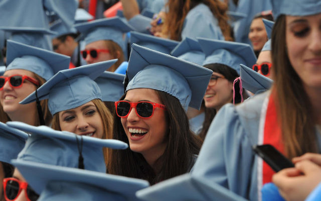 Barnard College graduates beam at the Columbia University commencement ceremony in New York, May 18, 2016.  (Timothy A. Clary/AFP/Getty Images)