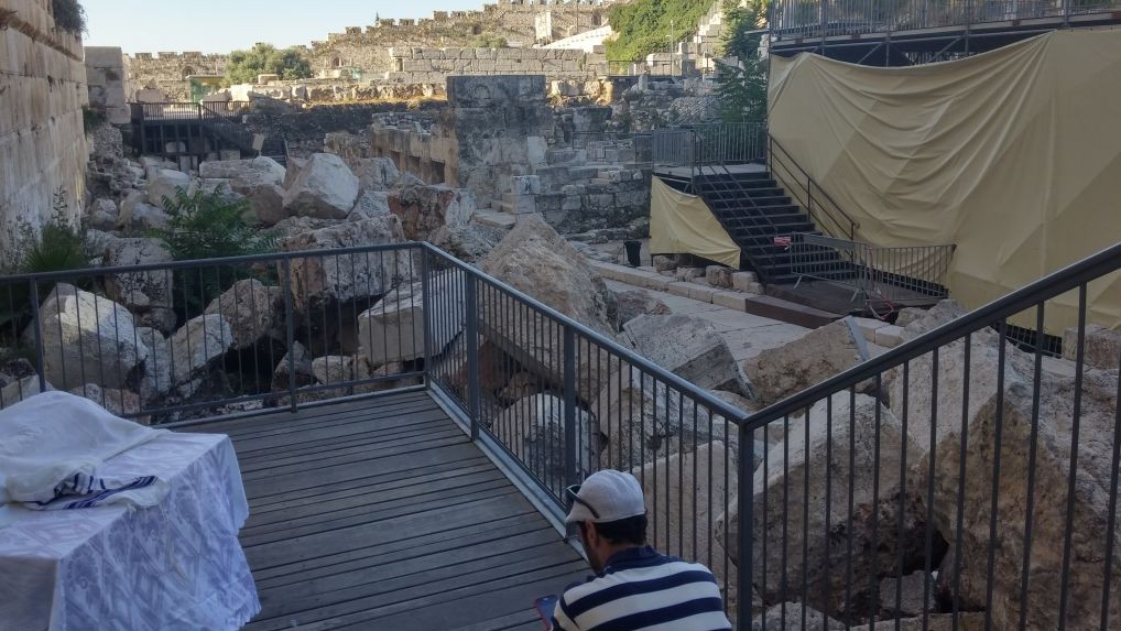 Archaeologists claim the egalitarian platform harms the visual story of the Western Wall by hiding important archaeological artifacts. (courtesy, Eilat Mazar)