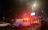 Illustrative: A Magen David Adom ambulance at the scene of a fire in Tel Aviv overnight Thursday, June 29, 2017 (MDA)