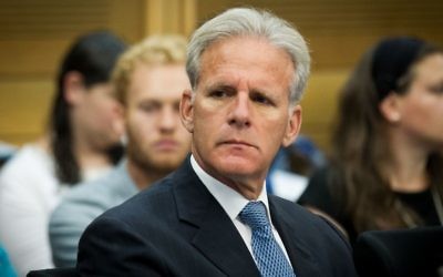 Kulanu MK Michael Oren, who would later that year be appointed as Deputy Minister in the Prime Minister's office in charge of public diplomacy, seen here on June 20, 2016. (Miriam Alster/Flash90) 