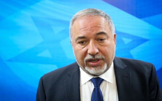 Defense Minister Avigdor Liberman arrives to the weekly cabinet meeting at the Prime Minister's Office in Jerusalem on June 11, 2017. (Marc Israel Sellem/Flash90)