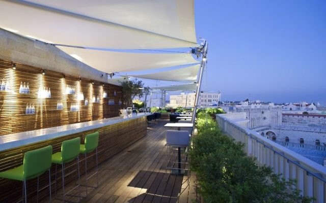 The view from the rooftop restaurant at Mamilla Hotel. (Courtesy)