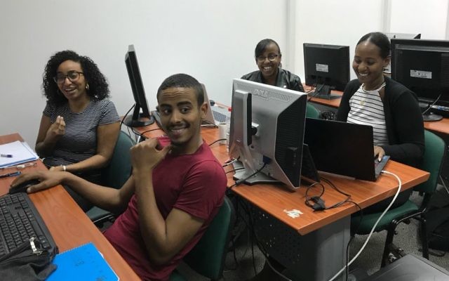 Tech-Career students seek access to Israel's startup scene (Shoshanna Solomon/TimesofIsrael)