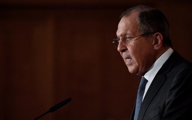 Russian Foreign Affairs Minister Sergey Lavrov makes a speech at the foreign ministry during an event marking the end of the "German-Russian Youth exchange Year" in Berlin, July 13, 2017. (AFP/John MACDOUGALL)